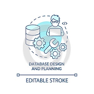 Database design and planning turquoise concept icon