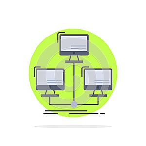 database, distributed, connection, network, computer Flat Color Icon Vector