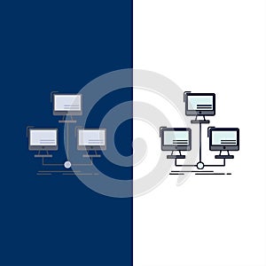 database, distributed, connection, network, computer Flat Color Icon Vector