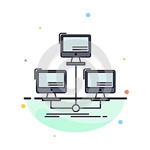 database, distributed, connection, network, computer Flat Color Icon Vector