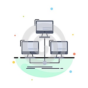 database, distributed, connection, network, computer Flat Color Icon Vector