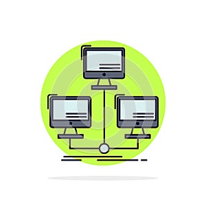 database, distributed, connection, network, computer Flat Color Icon Vector