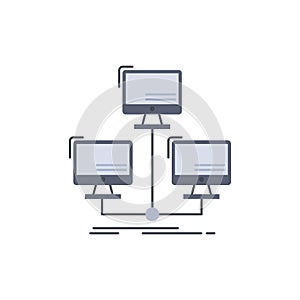 database, distributed, connection, network, computer Flat Color Icon Vector