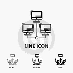 database, distributed, connection, network, computer Icon in Thin, Regular and Bold Line Style. Vector illustration
