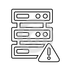 Database, error, alert icon. Outline vector graphics