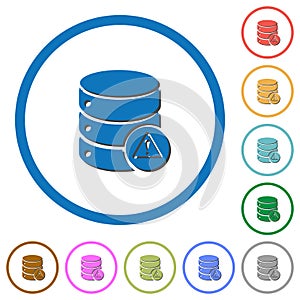 Database error icons with shadows and outlines