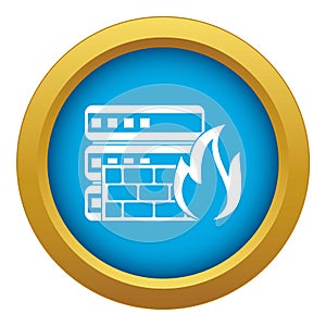 Database and firewall icon blue vector isolated