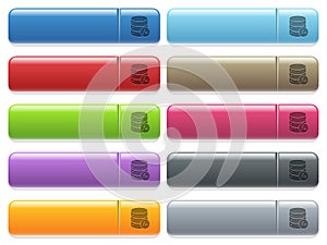 Database functions icons on color glossy, rectangular menu button