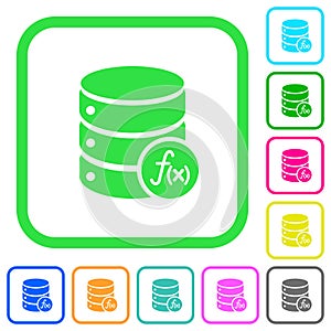 Database functions vivid colored flat icons