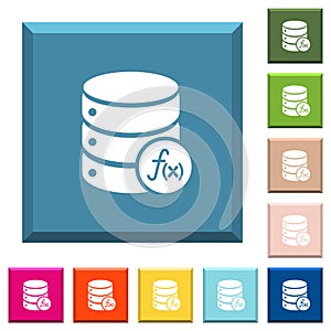 Database functions white icons on edged square buttons
