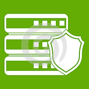 Database with gray shield icon green