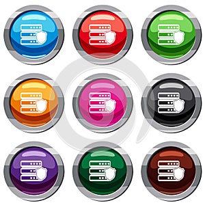 Database with gray shield set 9 collection