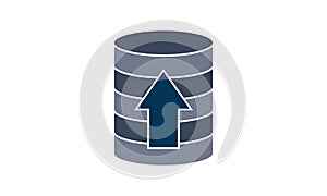 Database and hard disk storage. Upload icon vector illustration.