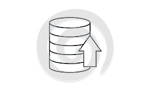 Database and hard disk storage. Upload icon vector illustration.