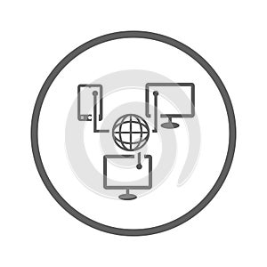 Database, hosting icon. Gray vector graphics
