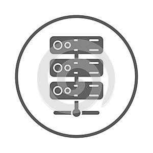 Database, hosting, server icon. Gray vector design