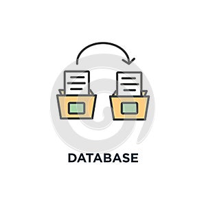 database icon. bankers box from the repository with documents, systematization concept symbol design, depository, archive, file