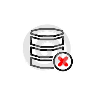 Database icon with cancel sign. Database icon and close, delete, remove symbol