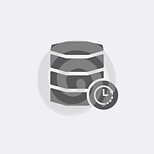 Database icon with clock sign. Database icon and countdown, deadline, schedule, planning symbol