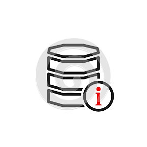 Database icon with information sign. Database icon and about, faq, help, hint symbol
