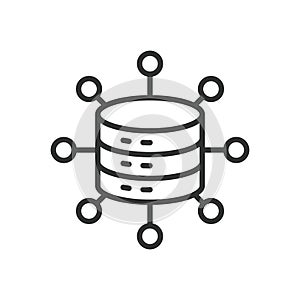 Database icon in line design. data storage, server database, information system on white background vector. Database editable