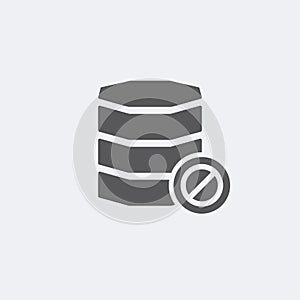 Database icon with not allowed sign. Database icon and block, forbidden, prohibit symbol