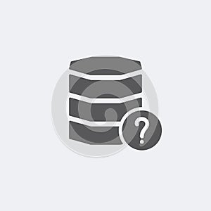 Database icon with question mark. Database icon and help, how to, info, query symbol