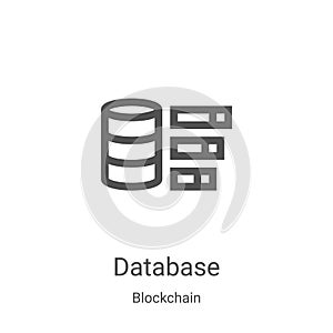 database icon vector from blockchain collection. Thin line database outline icon vector illustration. Linear symbol for use on web
