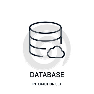 database icon vector from interaction set collection. Thin line database outline icon vector illustration
