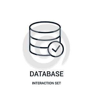 database icon vector from interaction set collection. Thin line database outline icon vector illustration