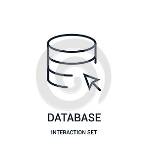 database icon vector from interaction set collection. Thin line database outline icon vector illustration