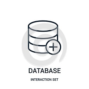 database icon vector from interaction set collection. Thin line database outline icon vector illustration