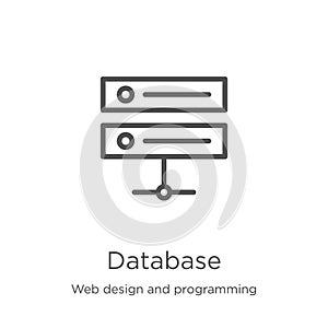 database icon vector from web design and programming collection. Thin line database outline icon vector illustration. Outline,