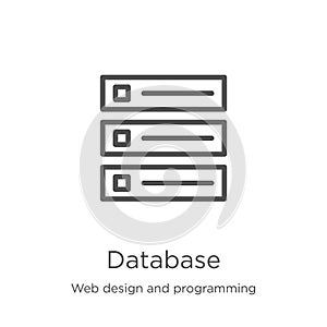 database icon vector from web design and programming collection. Thin line database outline icon vector illustration. Outline,