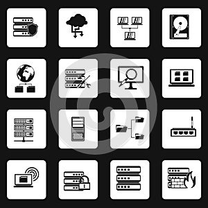 Database icons set, simple style