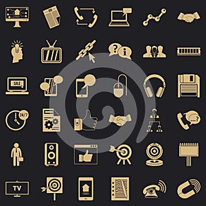 Database icons set, simple style
