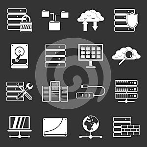 Database icons set grey vector