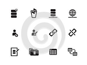 Database icons on white background.