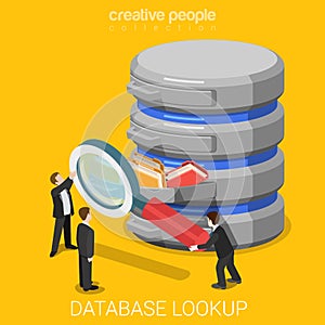 Database information lookup search data server flat 3d vector photo