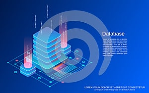 Database, information storage isometric vector concept