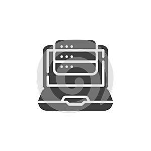 Database and laptop vector icon