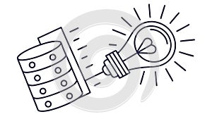 Database Lightbulb Idea, Data-Driven Innovation, vector design Generative AI