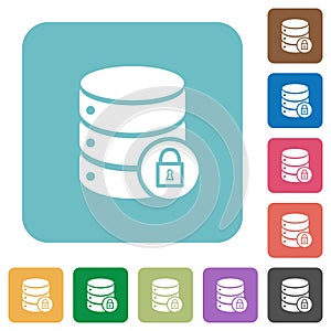 Database lock square flat icons