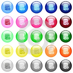 Database lock icons in color glossy buttons