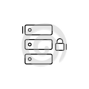 Database, lock, networking icon. Simple line, outline vector elements of storage and cloud icons for ui and ux, website or mobile