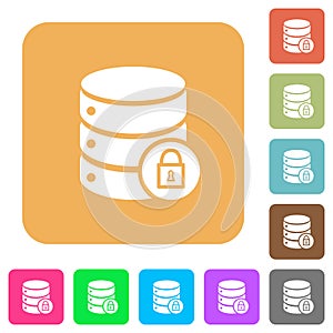 Database lock rounded square flat icons