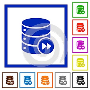 Database macro fast forward flat framed icons