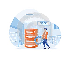 Database management abstract concept vector illustration set.