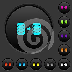 Database mirroring dark push buttons with color icons