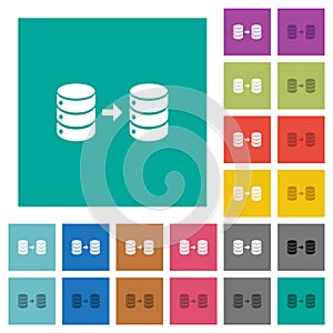 Database mirroring square flat multi colored icons